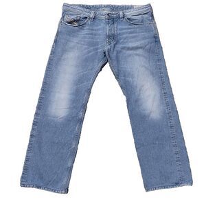 Diesel LARKEE Jeans Men 36x32 (37x30) Distressed Straight Light Wash Faded Denim